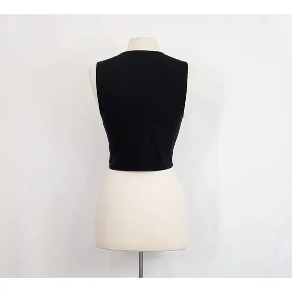 Reformation Top Skirt Set Black Rylan Two Piece Knit Twist Front Misses Size L - Picture 7 of 11